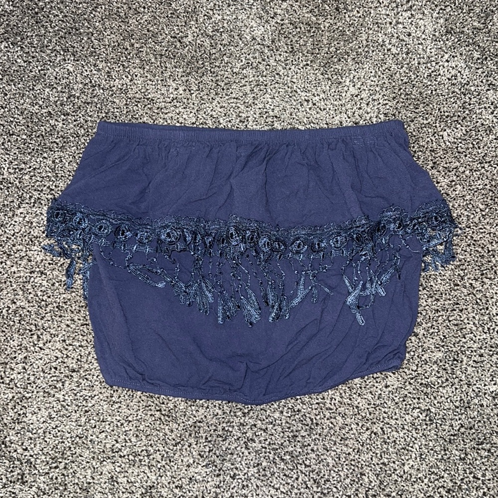 Strapless Crop Top with Ruffle